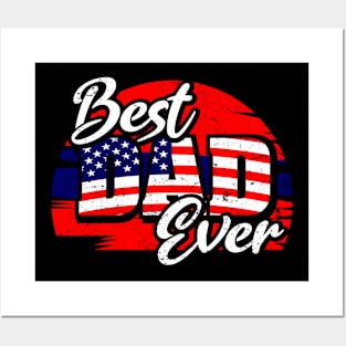 Father's day Best dad ever with US american flag Posters and Art